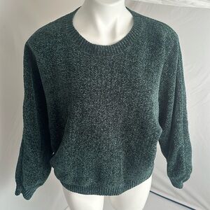 KLD green chenille dolman crew neck sweater